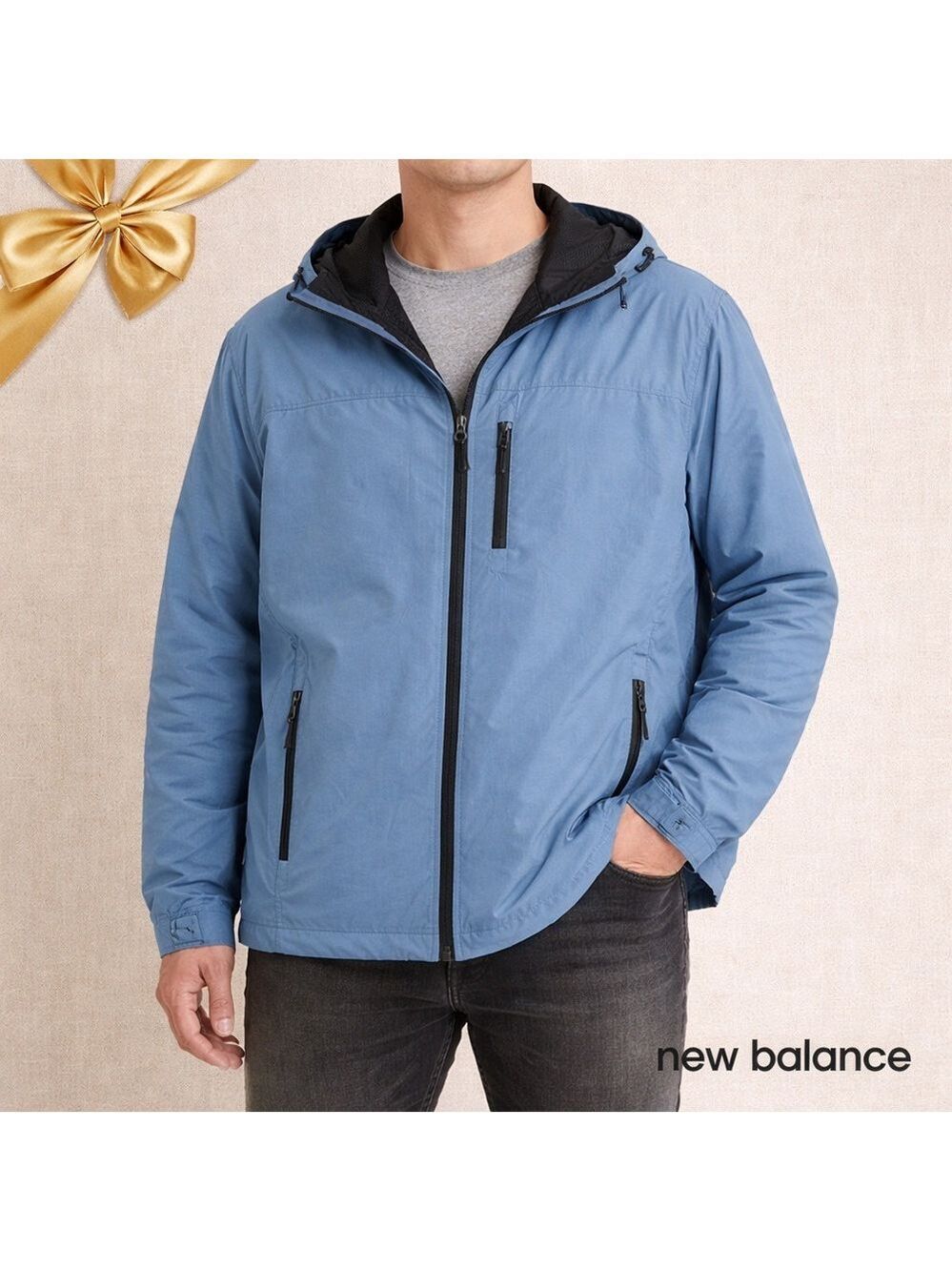 New Balance Water-Resistant Hooded Jacket Blue L NWT